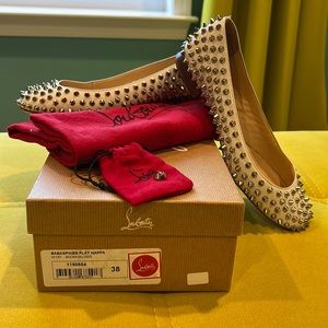 Louboutin Babaspike Flat Nappa snow/silver 38